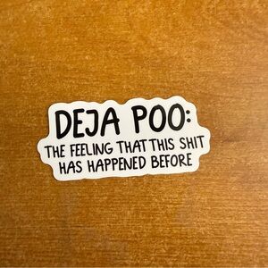 Deja Poo Dog Sticker - Humorous White‎ Pet Accessory
